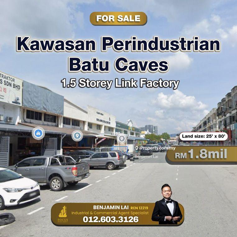 For Sale - Kawasan Perindustrian Batu caves 1.5 Storey Link Factory For Sale
