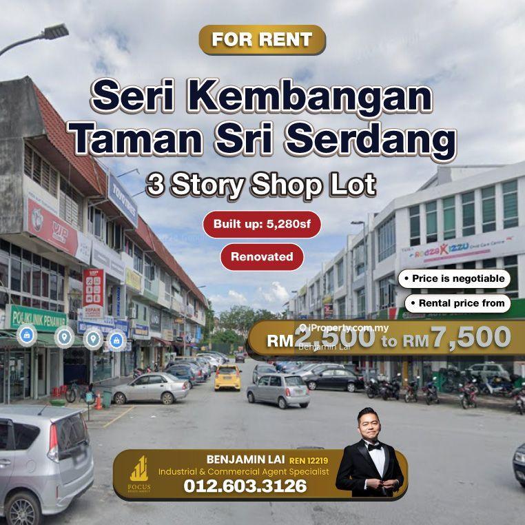 For Rent - Seri Kembangan, Taman Sri Serdang 3 Story Shop Lot for Rent
