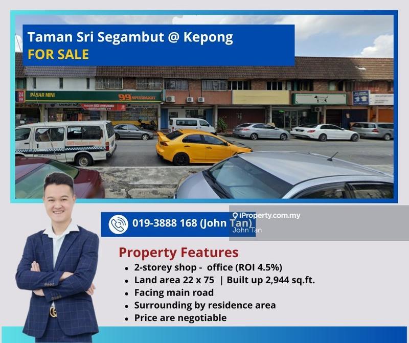 For Sale - (ROI 4.5% | Facing Main Road) Kepong @ Sri Segambut 2sty Shop