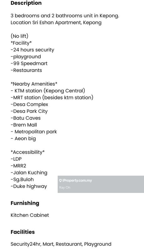 Apartment for Sale in Sri Ehsan by Ray Oh - iProperty.com.my