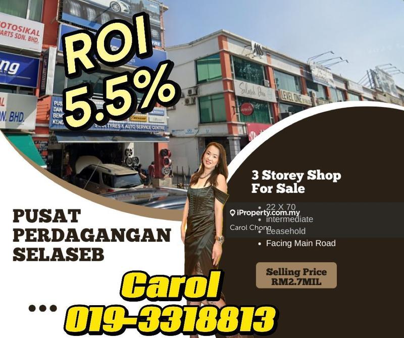 For Sale - ROI 5.5 % Pusat Perdagangan Selaseh 3 Storey Shop For Sale