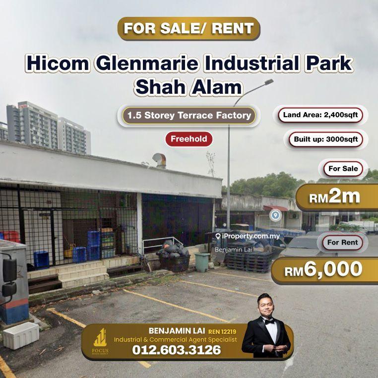 For Sale - Hicom Glenmarie Industrial Park, Shah Alam 1.5 Storey Terrace Factory For Sale/ Rent