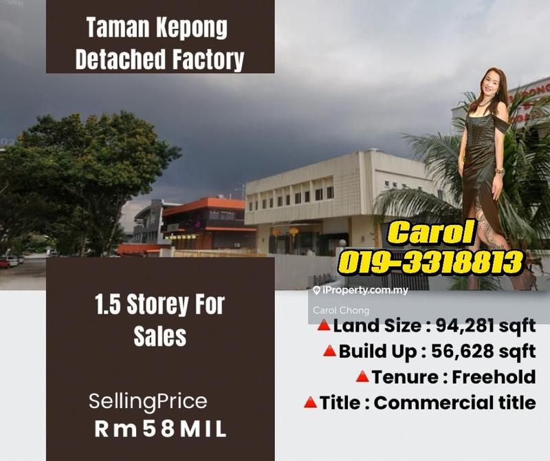For Sale - Limited Kepong 1.5 Storey Detached Factory For Sales