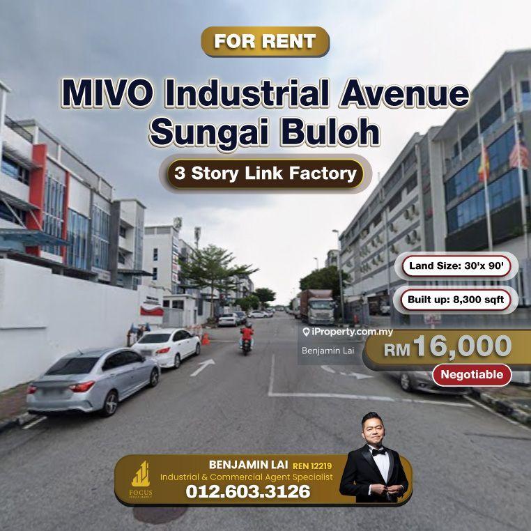 For Rent - MIVO Industrial Avenue, Sungai Buloh 3 Story Link Factory For Rent
