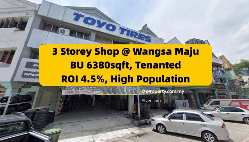 For Sale - Wangsa Maju, 3 Storey Shop, 22x80, Tenanted ROI 4.5%, BU 6380sqft
