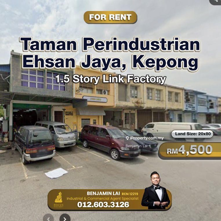 For Rent - Taman Perindustrian Ehsan Jaya 1.5 Story Link Factory for Rent
