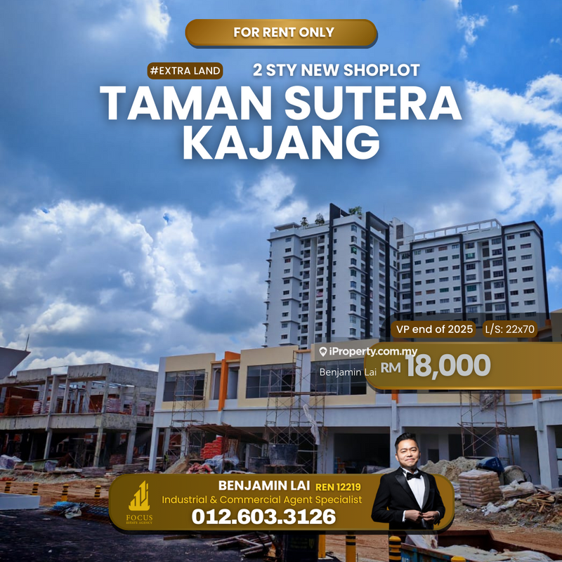 For Rent - Extra Land 2sty Shoplot Taman Sutera Kajang
