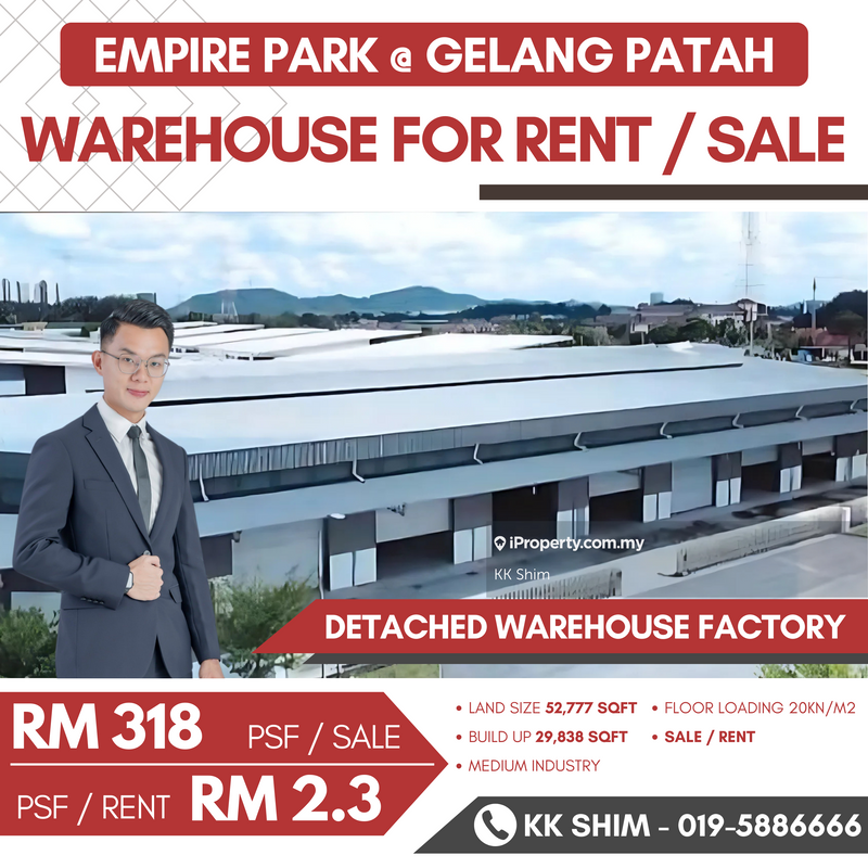 For Sale - Empire Park @ Gelang Patah Build Up 29,838 sqft Detached Warehouse Factory for Sale