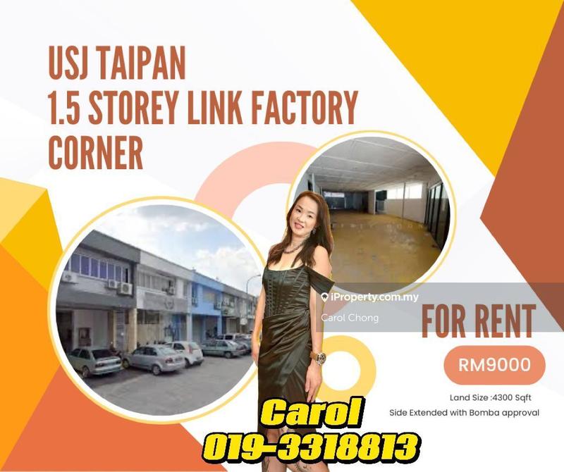 For Rent - 📍Corner Taipan USJ 1.5 Storey Link factory For Rent