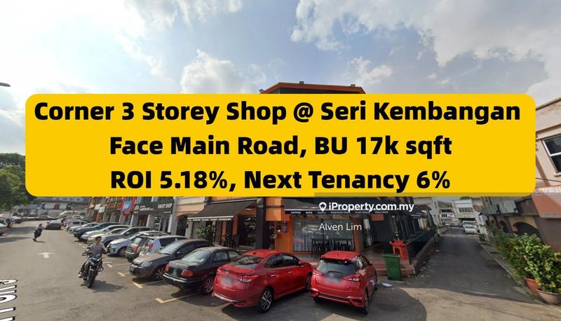 For Sale - ROI 6%, Corner 3 Storey Shop, Pusat Perdagangan Seri Kembangan, Face Main Road