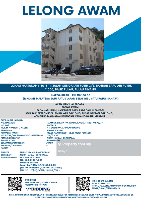 For Sale - Pangsapuri Air Putih