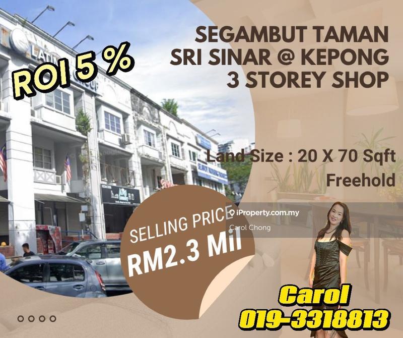 For Sale - 🔥🔥ROI 5%🔥🔥3 Storey Segambut Taman Sri Sinar @Kepong For Sale