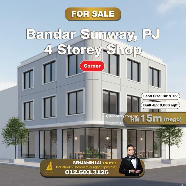 For Sale - Bandar Sunway, PJ 4 Storey Corner Shop For Sale
