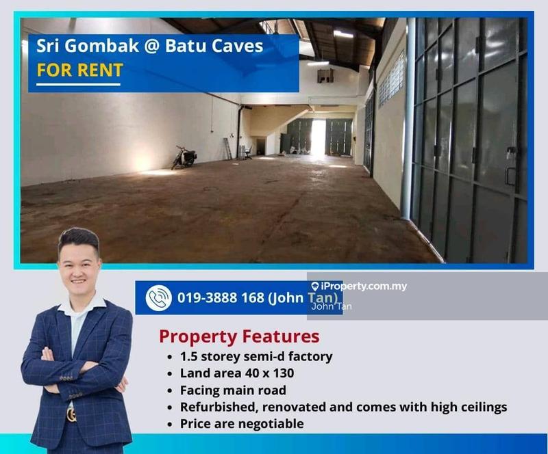 For Sale - (40x130 / Refurbished) Batu Caves @ Sri Gombak 1.5sty Semi-D Factory