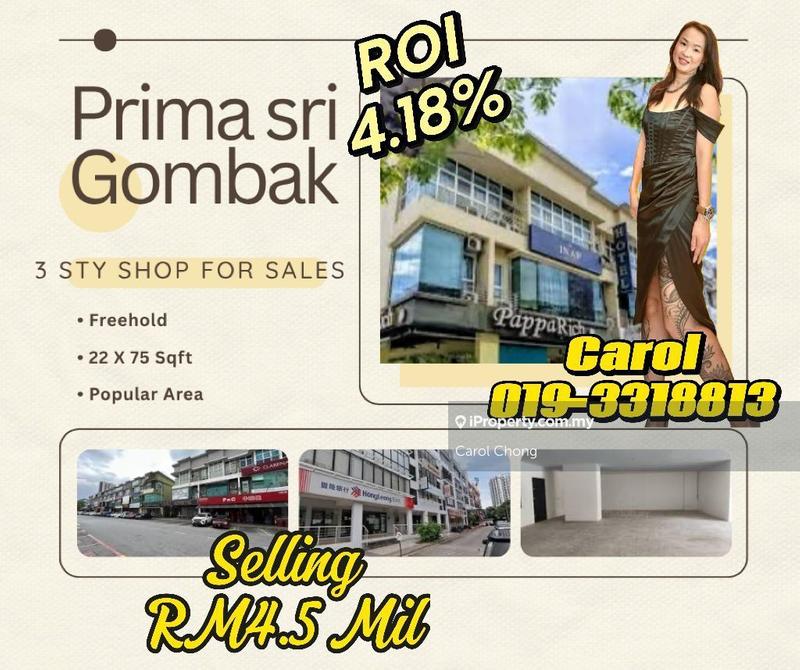 For Sale - High Population area Prima Sri Gombak @ 3 Storey Shop For Sales