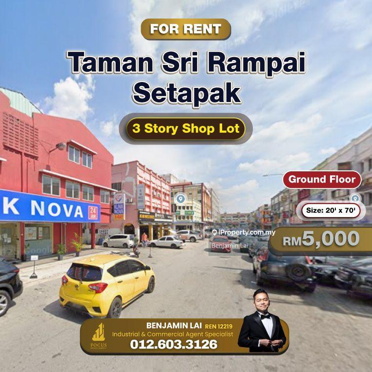 For Rent - Taman Sri Rampai, Setapak 3 Story Shop Lot For Rent