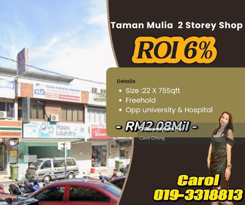 For Sale - Height ROI 6% Taman Mulia @ 2 Storey Shop For Sale