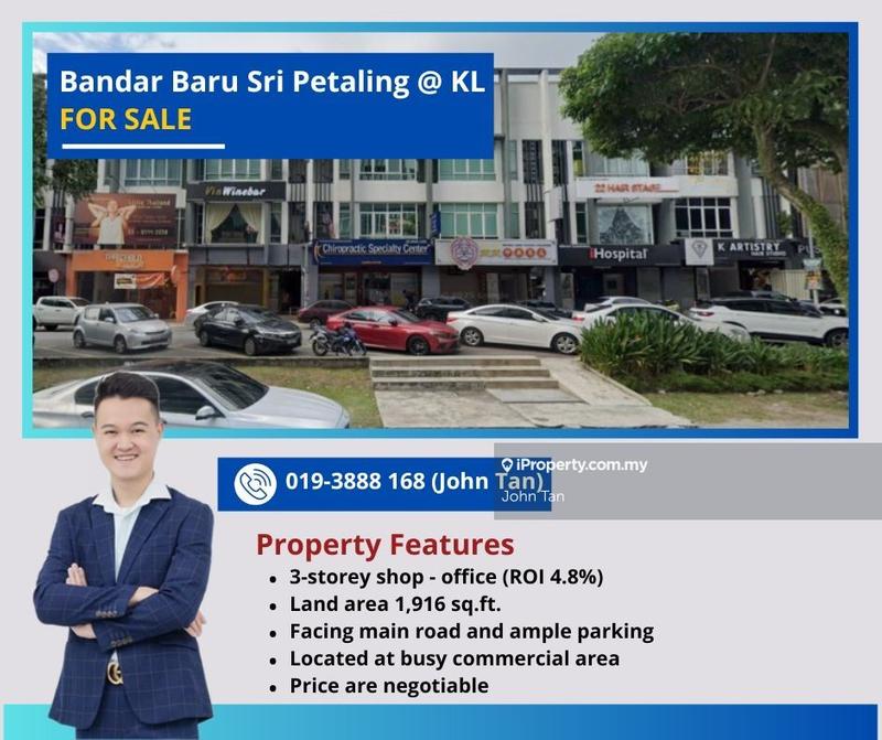 For Sale - (ROI 4.8% / Facing Main Road / NEGOTIABLE) KL @ Sri Petaling 3sty Shop