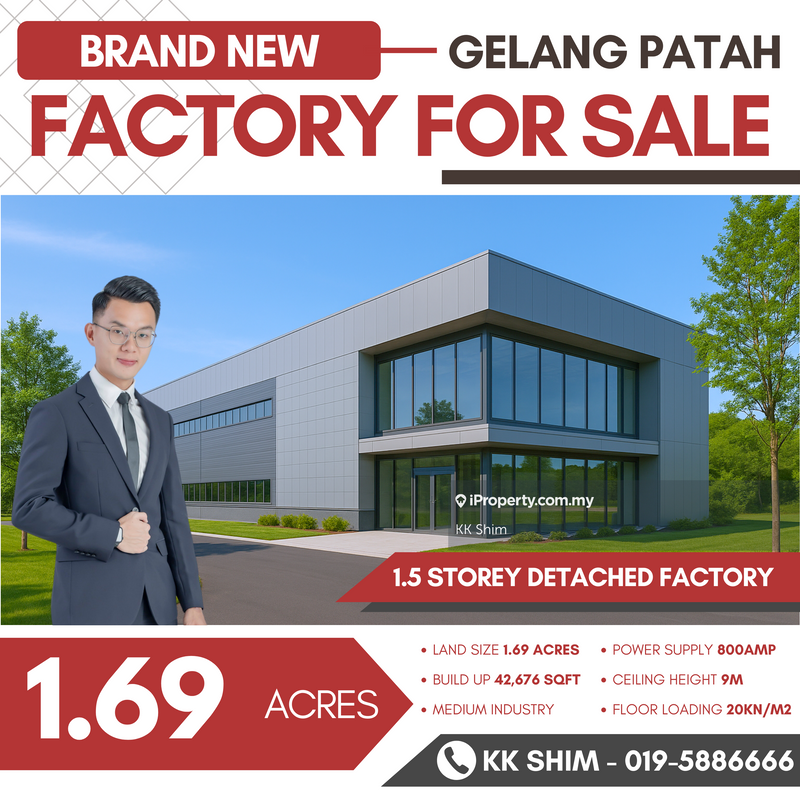 For Sale - [BRAND NEW] Gelang Patah 42,676 sqft 1.5 Storey Detached Factory for Sale