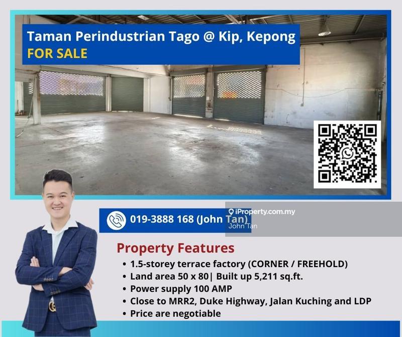For Sale - (Corner - 50x80 | 100 AMP | Negotiable) Kepong, Kip @ Tago 1.5sty Factory
