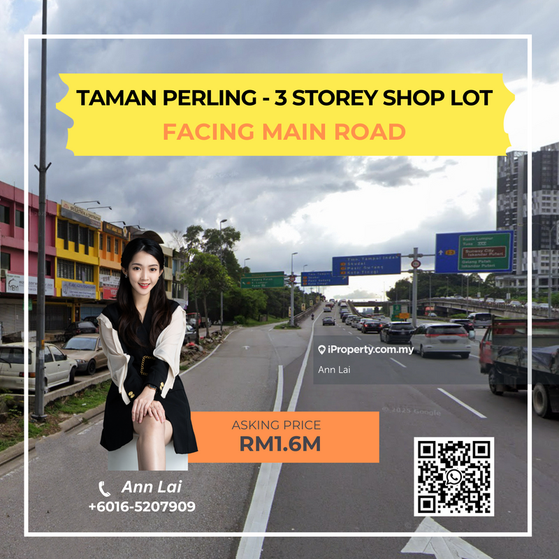 For Sale - Perling ( Facing Main Road ) 3 Storey Shoplot