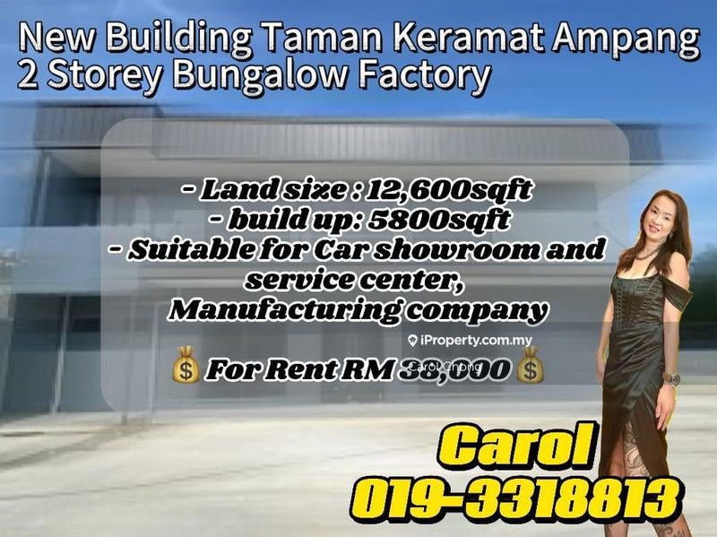 For Rent - New Building Taman keramat Ampang Bungalow 2 Storey Factory Warehouse For Rent