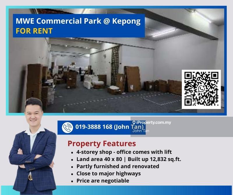 For Rent - (40x80 | With Lift | Renovated | Furnished | Negotiable) Kepong @ Mwe 4sty Shop