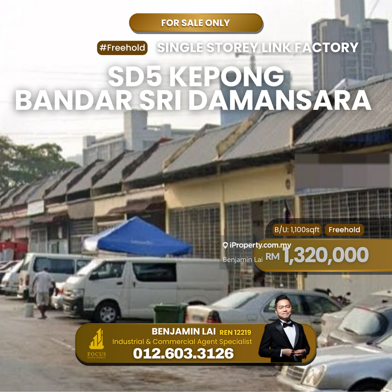 For Sale - 1sty Link Factory SD 5 Bandar Sri Damansara Kepong
