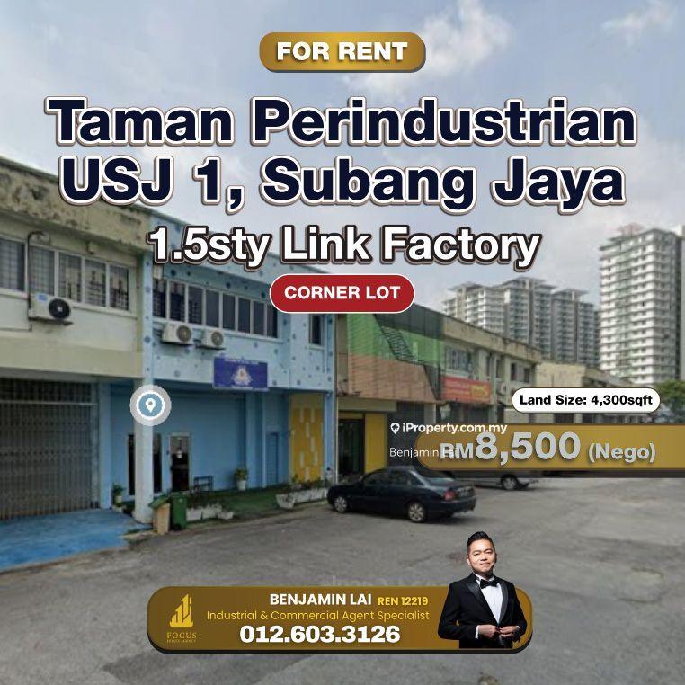 For Rent - Taman Perindustrian USJ 1, Subang Jaya 1.5sty Link Factory for Rent