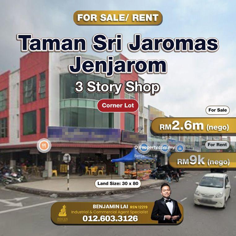 For Sale - Taman Sri Jaromas, Jenjarom 3sty Shop (Corner Lot) for Sale or Rent