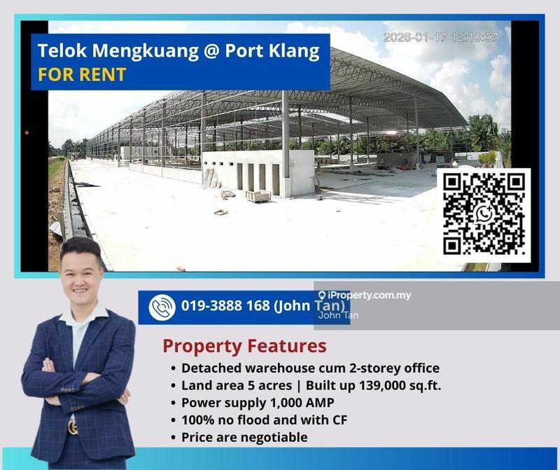 For Rent - (NEGO | No Flood | CF | 5 Acres | 1000 AMP) Port Klang @ Telok Mengkuang Warehouse