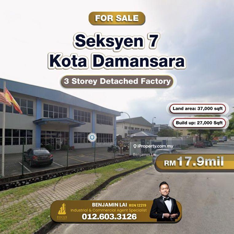 For Sale - Seksyen 7, Kota Damansara 3 Storey Detached Factory For Sale