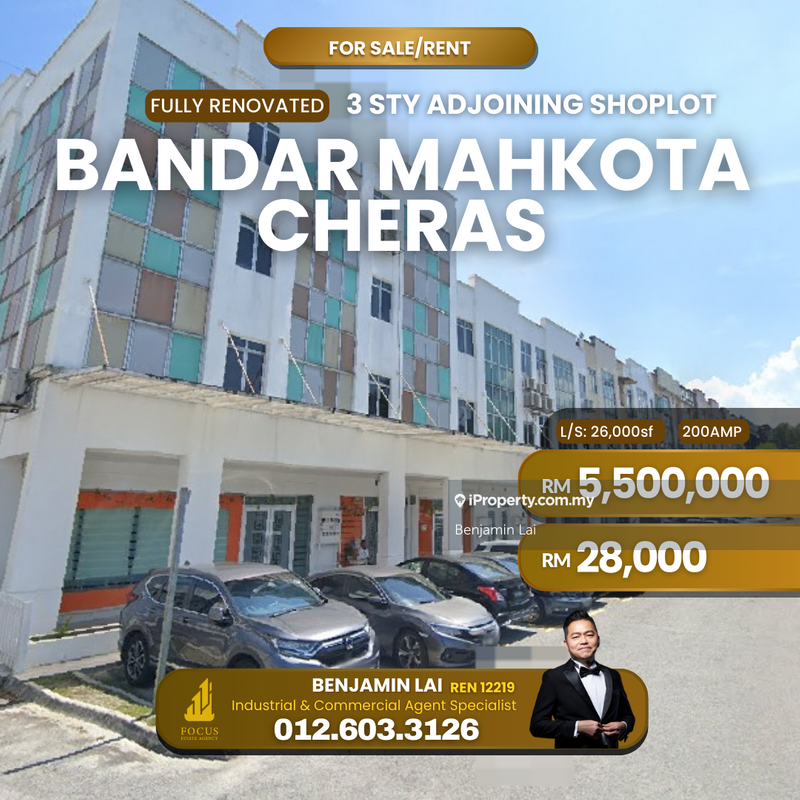 For Sale - Fullt Renovated 3sty Adjoining Shoplot Bandar Mahkota Cheras,Mahkota Cheras