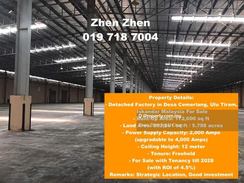 Detached Factory untuk Dijual di Taman Desa Cemerlang, Ulu Tiram oleh Zhen Zhen Ng Li Chan - iProperty.com.my