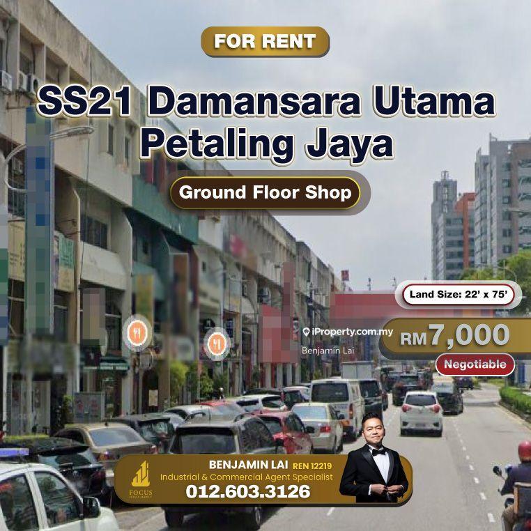 For Rent - SS21 Damansara Utama, Petaling Jaya Ground Floor Shop For Rent