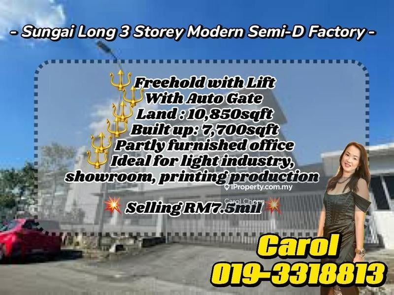 For Sale - 3 Storey Modern Semi D Factory Sungai Long For Sales