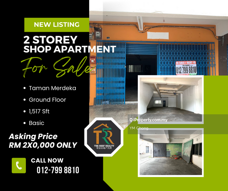 For Sale - Shop Apartment Taman Merdeka (Ground Floor)