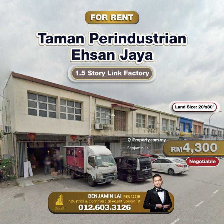 For Rent - Taman Perindustrian Ehsan Jaya 1.5 Story Link Factory for Rent