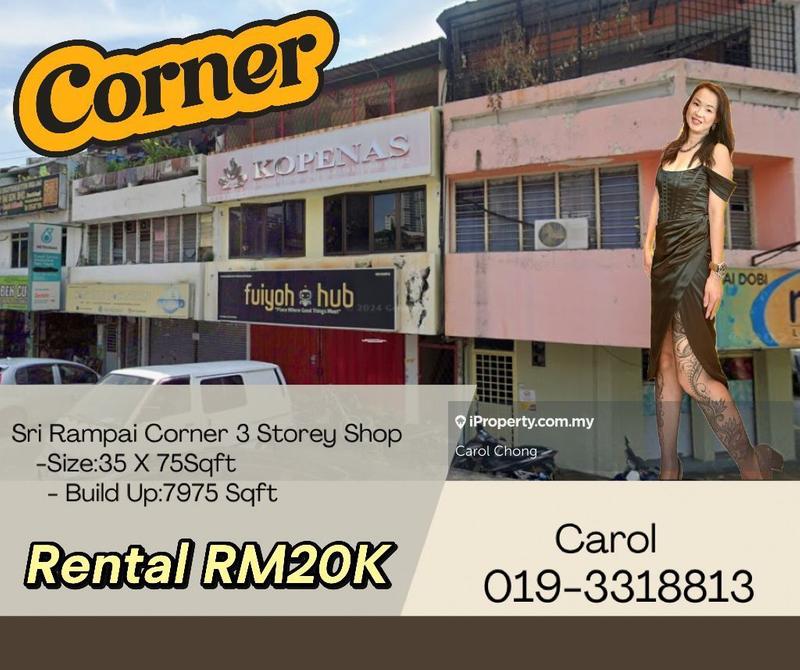 For Rent - Limited Sri Rampai Setapak Corner 3 Storey Shop For Rent