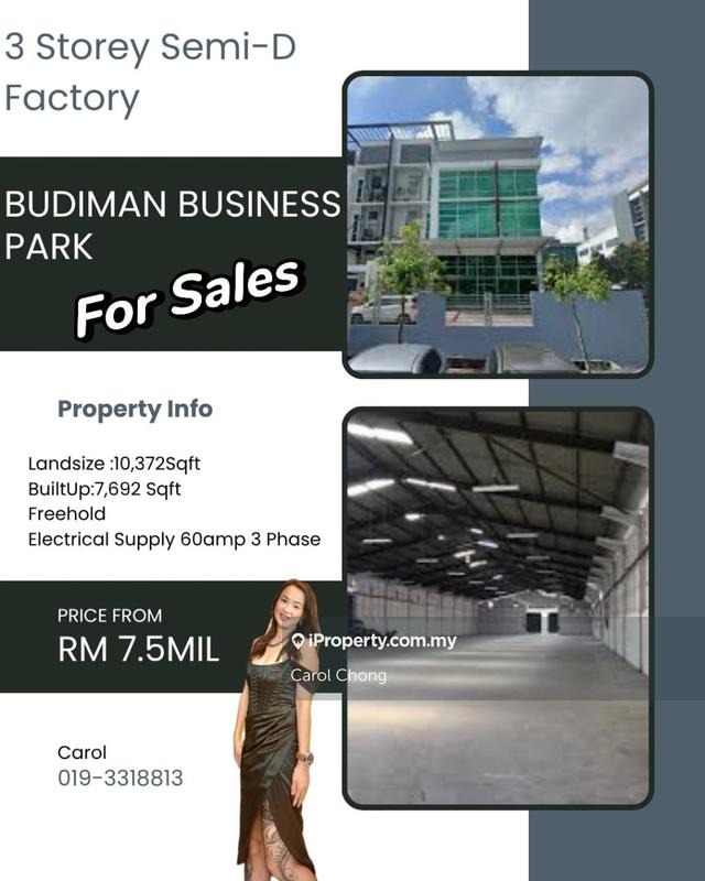 For Sale - Budiman Business Park @3-storey Semi-D Factory For Sales