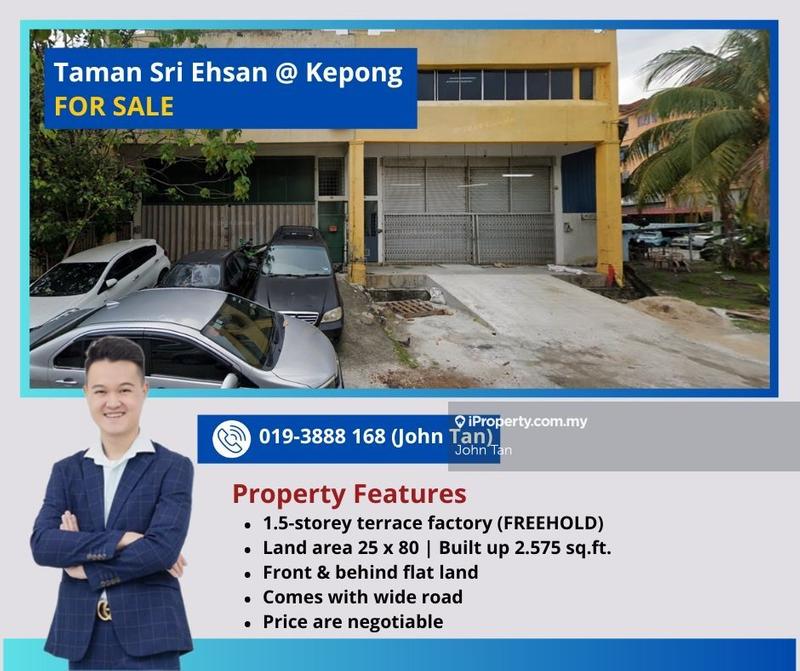 For Sale - (25x80 | Freehold | Flat Land | Negotiable) Kepong @ Sri Ehsan 1.5sty Factory