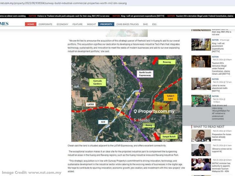 Tanah Perindustrian untuk Dijual di Kuang, Rawang, Selangor, Kuang oleh S. Melisa - iProperty.com.my
