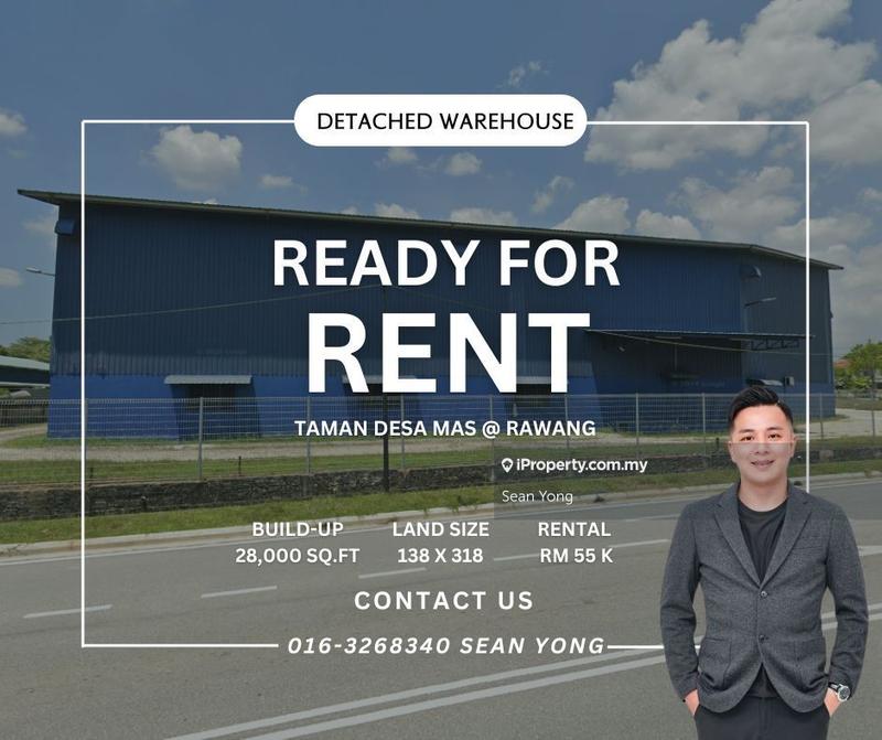 For Rent - Land Size : 44,000 Sq.ft > Buiilt-Up : 28,000 Sq.ft > With CF > Power S 400 AMP - Taman Desa Mas