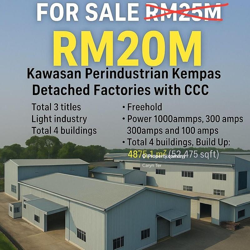 For Sale - Kawasan Perindustrian Kempas ( Light Industry ) Detached Factory