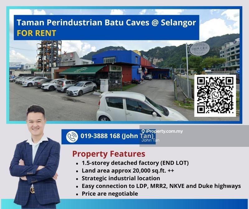 For Rent - (Endlot - 20,000sf | Negotiable) Kawasan Industri Batu Caves 1.5sty Detached Factory