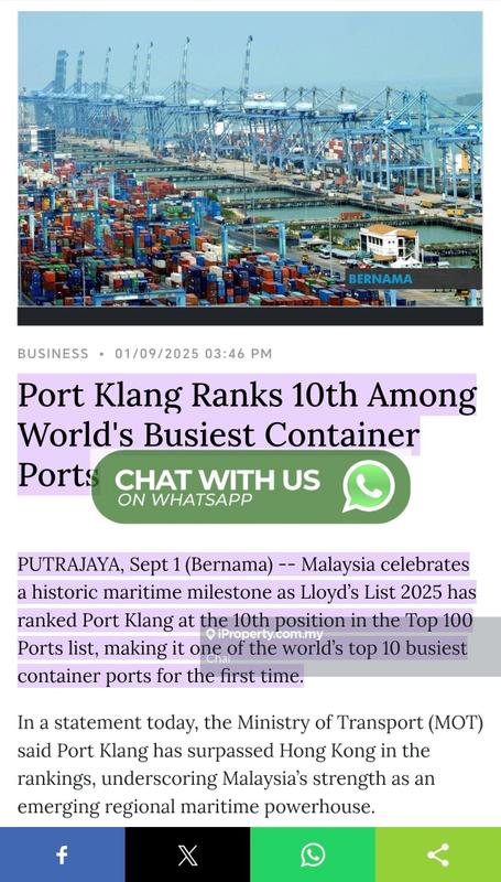 Tanah Perindustrian untuk Dijual di West Port (Pelabuhan Barat), Port Klang (Pelabuhan Klang) oleh Chai - iProperty.com.my