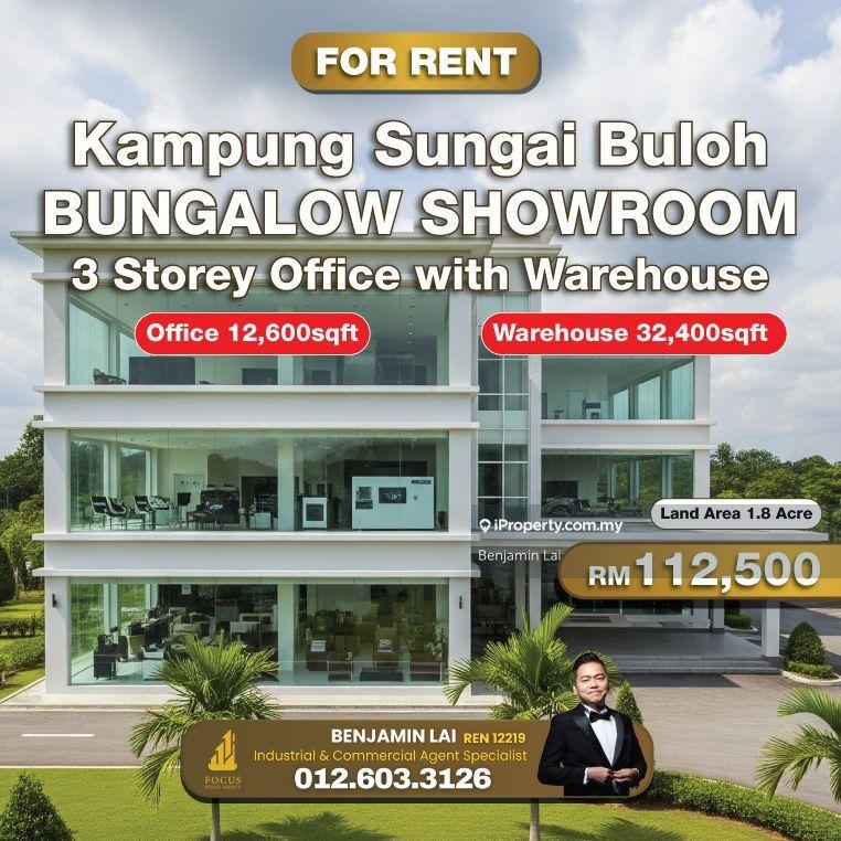 For Rent - Kampung Sungai Buloh Bungalow Showroom 3 Storey Office with Warehouse For Rent