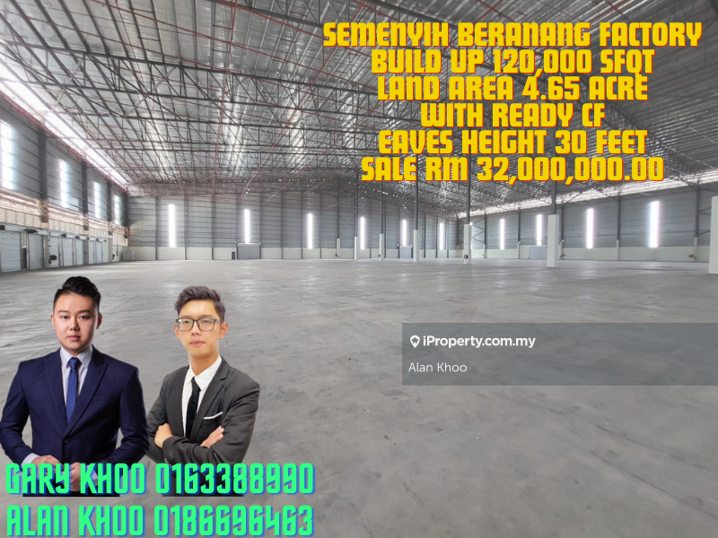 For Sale - Semenyih Beranang Heavy Industrial Factory Land 4.65 Acre Bu 120ksf Eaves Height 30 feet