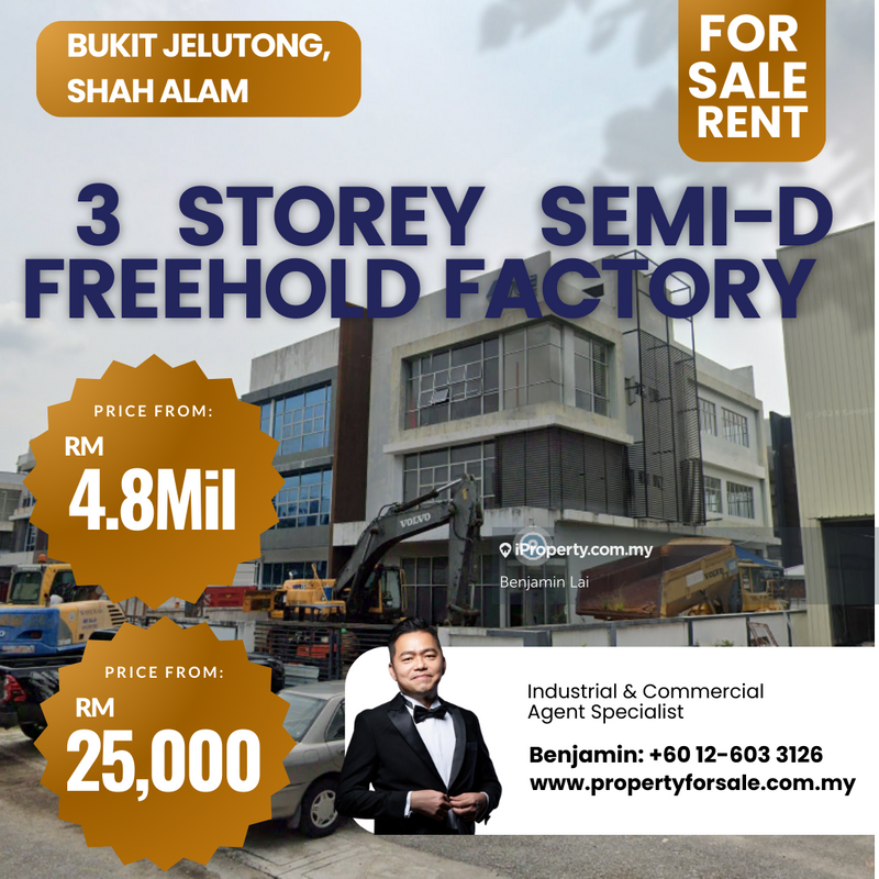 For Sale - Bukit Jelutong Business And Technology Centre, Shah Alam 3 Storey Semi D Factory for Sale