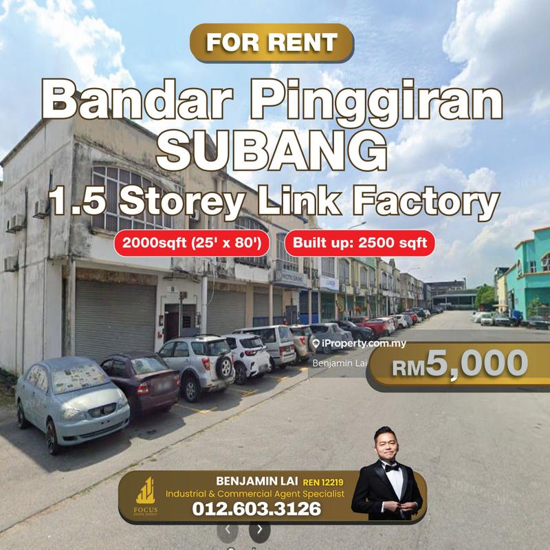 For Rent - Bandar Pinggiran Subang, 1.5 Storey Link Factory for Rent